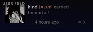 Screenshot from the feed: kind earned Immortal